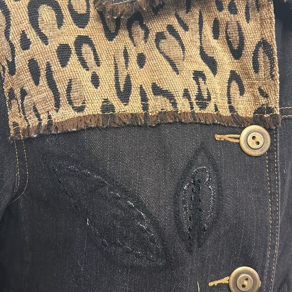 Napa Valley denim and cheetah print button front jacket Size S EUC - Picture 4 of 10